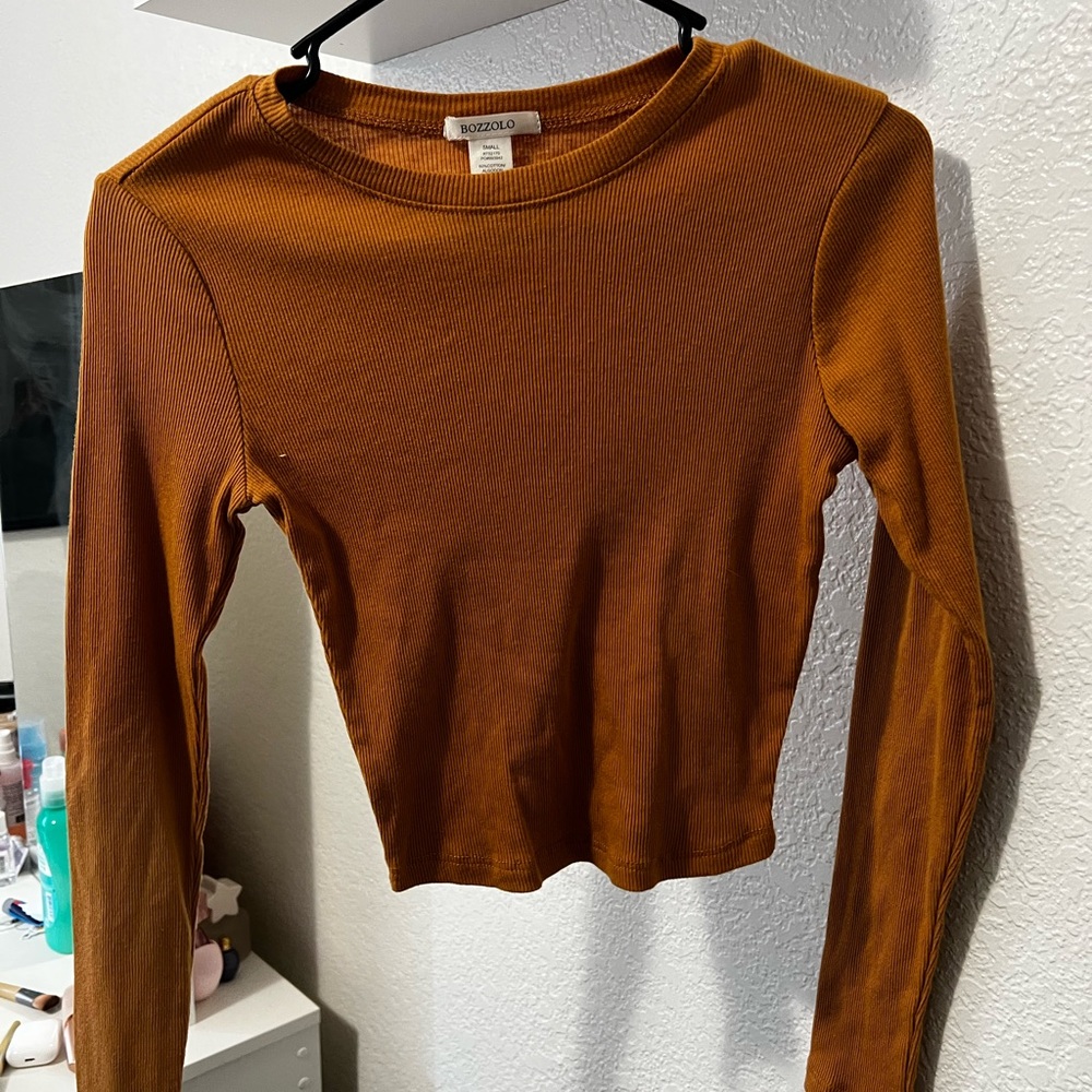 mustard yellow crop long sleeve